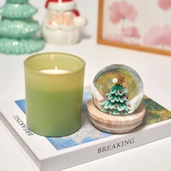 Green Cedarwood Scented Christmas Tree Snow Globe Candle 10 Green Cedarwood Scented Christmas Tree Snow Globe Candle -Hallmark Store Green Cedarwood Candle with Christmas Tree Snow Globe HMSNWGLB3 04