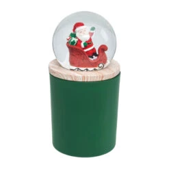 Green Mistletoe Scented Santa Sleigh Snow Globe Candle