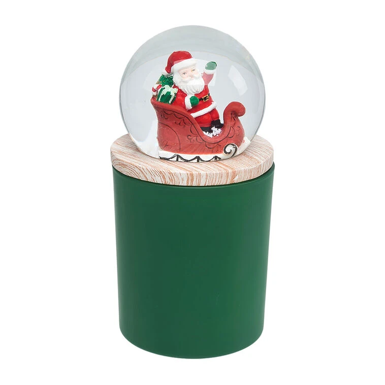 Green Mistletoe Scented Santa Sleigh Snow Globe Candle 3 Green Mistletoe Scented Santa Sleigh Snow Globe Candle