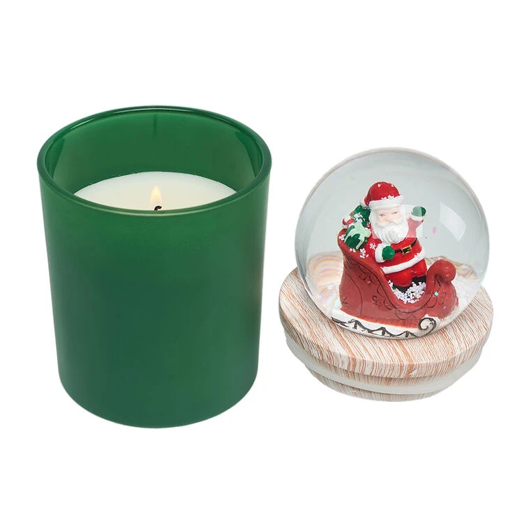 Green Mistletoe Scented Santa Sleigh Snow Globe Candle 4 Green Mistletoe Scented Santa Sleigh Snow Globe Candle - Image 2