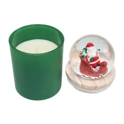 Green Mistletoe Scented Santa Sleigh Snow Globe Candle 9 Green Mistletoe Scented Santa Sleigh Snow Globe Candle -Hallmark Store Green Under Mistletoe Candle Santa Sleigh Snow Globe HMSNWGLB4 03