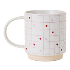 Hallmark Love Grid Pattern Mug, 16 Oz. -Hallmark Store Grid Pattern With Hearts Mug 1MUG3631 02