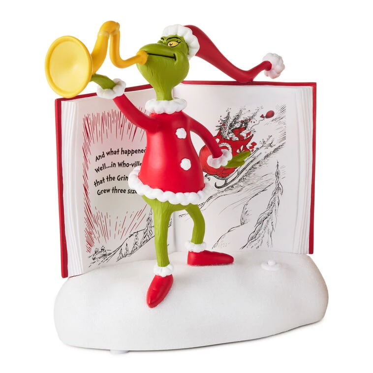 Hallmark Dr. Seuss's How The Grinch Stole Christmas!™ Grinch With Storybook Figurine With Sound, 6.25" 3 Hallmark Dr. Seuss's How The Grinch Stole Christmas!™ Grinch With Storybook Figurine With Sound, 6.25"