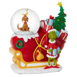 Hallmark Dr. Seuss's How The Grinch Stole Christmas!™ Grinch, Max And Sleigh Snow Globe Figurine With Music
