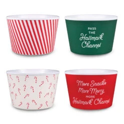 Hallmark Channel Holiday Movie-Watching Popcorn Snack Bowls, Set Of 4