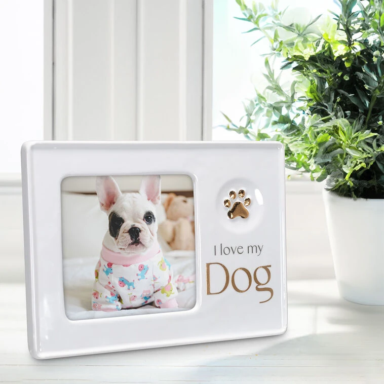 I Love My Dog Ceramic Picture Frame, 4x4 5 I Love My Dog Ceramic Picture Frame, 4x4 - Image 3