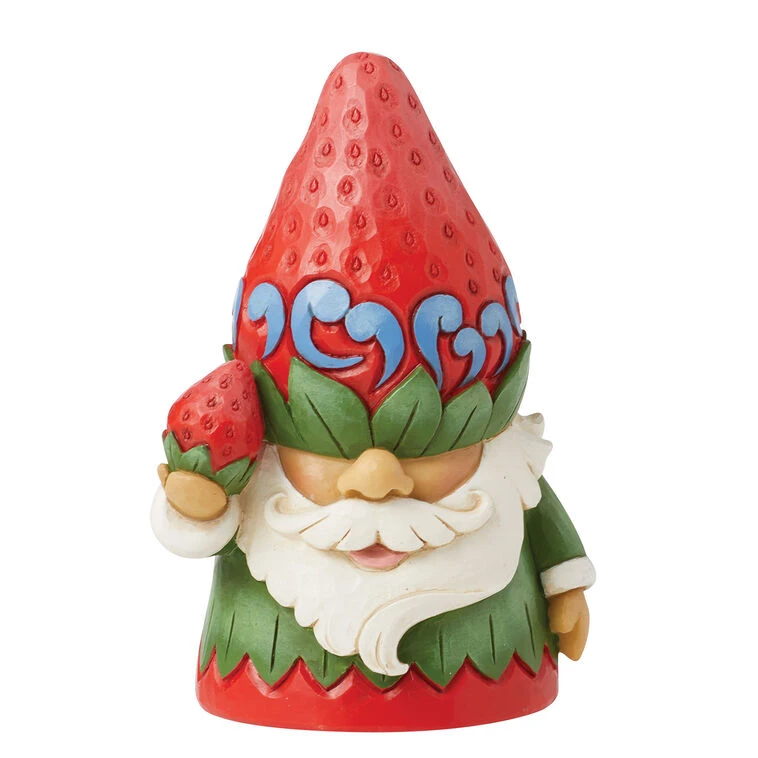 Enesco Jim Shore Gnome In Strawberry Hat Figurine, 3.8" 3 Enesco Jim Shore Gnome In Strawberry Hat Figurine, 3.8"