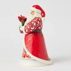 Enesco Jim Shore Heartwood Creek Santa With Blooming Amaryllis Figurine, 8.35" -Hallmark Store Jim Shore Santa Holding Amaryllis Flower Figurine 6017005 03