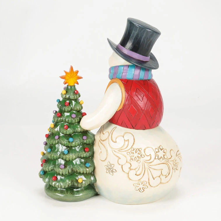 Enesco Jim Shore Heartwood Creek Snowman With Vintage Light-Up Tree Figurine, 8.5" 4 Enesco Jim Shore Heartwood Creek Snowman With Vintage Light-Up Tree Figurine, 8.5" - Image 2
