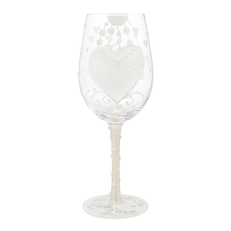 Lolita Two Hearts One Love Handpainted Wine Glass, 15 Oz. 3 Lolita Two Hearts One Love Handpainted Wine Glass, 15 Oz.