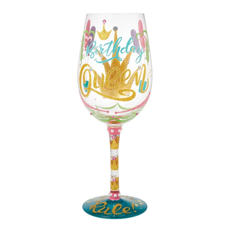 Lolita Birthday Queen Handpainted Wine Glass, 15 Oz. 3 Lolita Birthday Queen Handpainted Wine Glass, 15 Oz.
