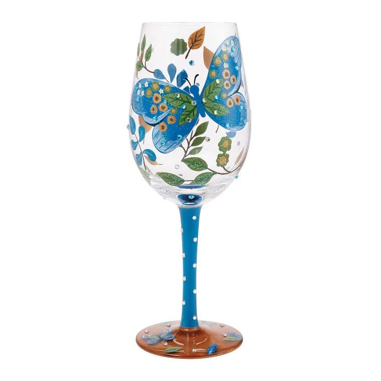 Lolita Garden Butterfly Handpainted Wine Glass, 15 Oz. 3 Lolita Garden Butterfly Handpainted Wine Glass, 15 Oz.