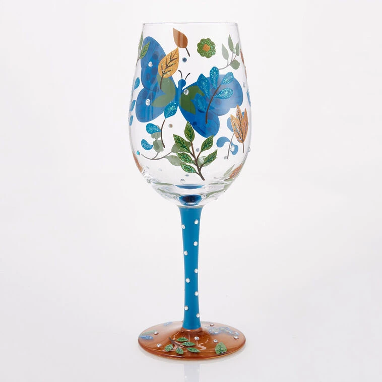 Lolita Garden Butterfly Handpainted Wine Glass, 15 Oz. 4 Lolita Garden Butterfly Handpainted Wine Glass, 15 Oz. - Image 2