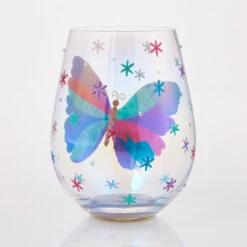 Lolita Bejeweled Butterfly Stemless Handpainted Wine Glass, 20 Oz. 7 Lolita Bejeweled Butterfly Stemless Handpainted Wine Glass, 20 Oz. -Hallmark Store Lolita Butterfly With Gems Stemless Wine Glass 6016973 02
