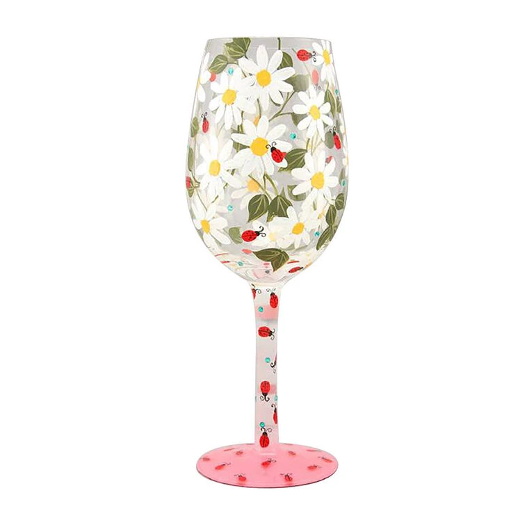 Lolita Ladybird Handpainted Wine Glass, 15 Oz. 3 Lolita Ladybird Handpainted Wine Glass, 15 Oz.