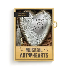 Demdaco Love You Mom Musical Art Heart, 3.5" 7 Demdaco Love You Mom Musical Art Heart, 3.5" -Hallmark Store Love You Mom Silver Metal Musical Art Heart 1003480473 03