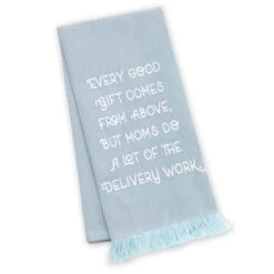 Hallmark Mom Delivers Blue Fringed Tea Towel, 18x26
