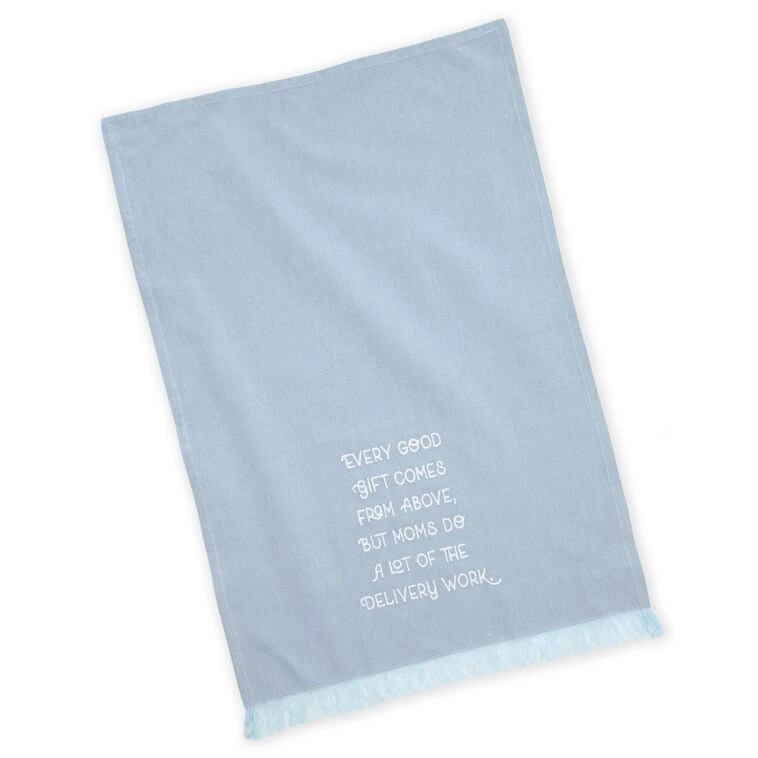 Hallmark Mom Delivers Blue Fringed Tea Towel, 18x26 4 Hallmark Mom Delivers Blue Fringed Tea Towel, 18x26 - Image 2