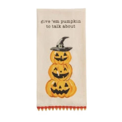 Mud Pie Pumpkin To Talk About Jack-o'-Lanterns Halloween Tea Towel