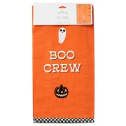 Hallmark Boo Crew Halloween Tea Towel, 18x24 -Hallmark Store Orange Dish Towel With Halloween Icons 1HGN1587 07