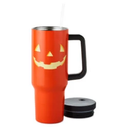 Hallmark Jack-o'-Lantern Insulated Travel Cup, 40 Oz. 8 Hallmark Jack-o'-Lantern Insulated Travel Cup, 40 Oz. -Hallmark Store Orange Pumpkin Stainless Steel Insulated Cold Cup 1HGN5302 03