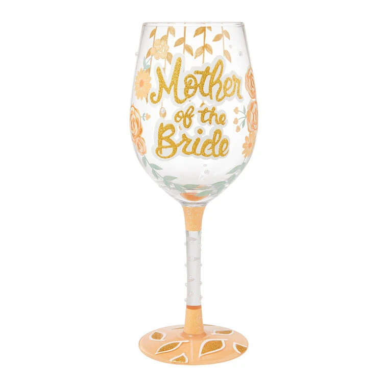 Lolita Mother Of The Bride Handpainted Wine Glass, 15 Oz. 3 Lolita Mother Of The Bride Handpainted Wine Glass, 15 Oz.