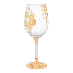 Lolita Mother Of The Bride Handpainted Wine Glass, 15 Oz. 12 Lolita Mother Of The Bride Handpainted Wine Glass, 15 Oz. -Hallmark Store Peach Roses Mother of the Bride Lolita Wine Glass 6016401 04