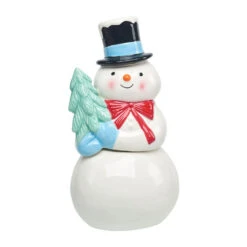 Peppermint Scented Ceramic Snowman Candle