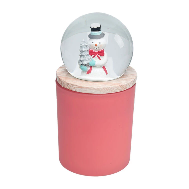 Pink Sugar Cookie Scented Snowman Snow Globe Candle 3 Pink Sugar Cookie Scented Snowman Snow Globe Candle