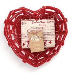 Demdaco Ceramic Heart Basket With Dish Towel Gift Set