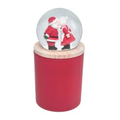 Red Peppermint Scented Santa And Mrs. Claus Snow Globe Candle