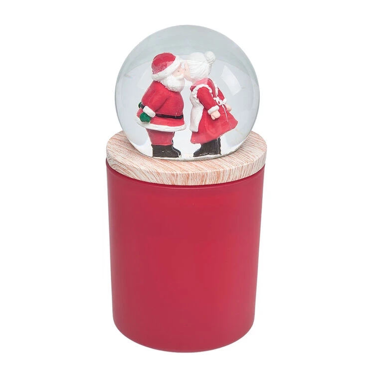 Red Peppermint Scented Santa And Mrs. Claus Snow Globe Candle 3 Red Peppermint Scented Santa And Mrs. Claus Snow Globe Candle