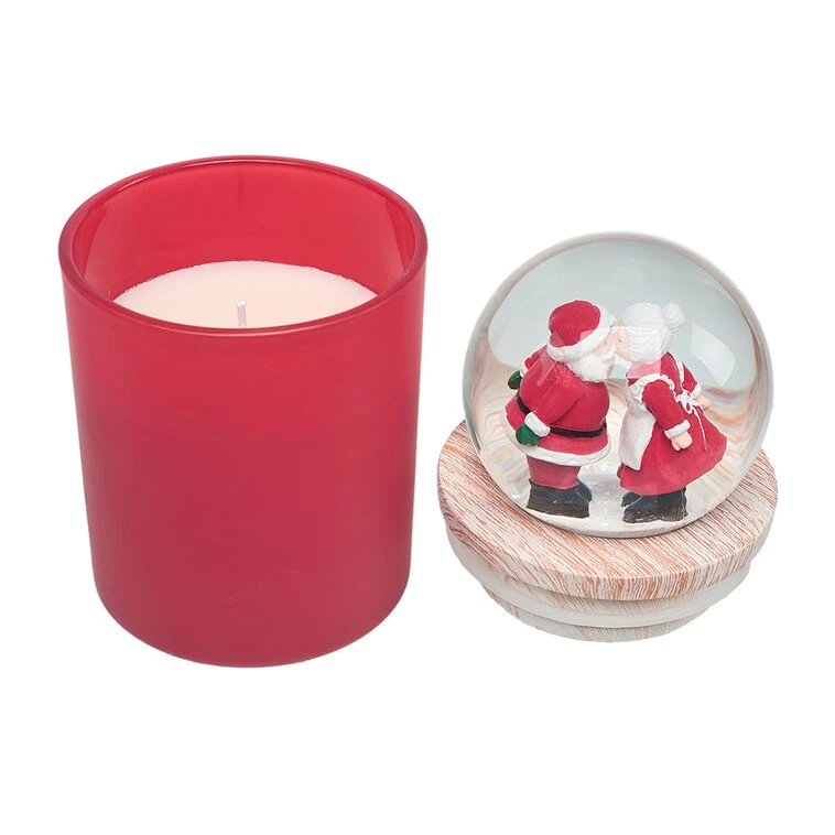 Red Peppermint Scented Santa And Mrs. Claus Snow Globe Candle 5 Red Peppermint Scented Santa And Mrs. Claus Snow Globe Candle - Image 3