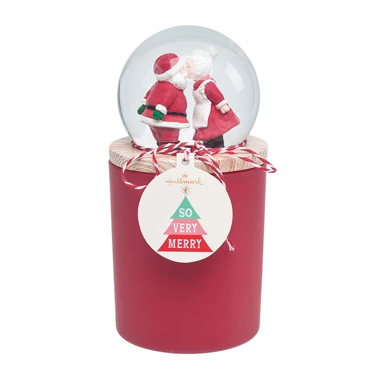 Red Peppermint Scented Santa And Mrs. Claus Snow Globe Candle 7 Red Peppermint Scented Santa And Mrs. Claus Snow Globe Candle - Image 5