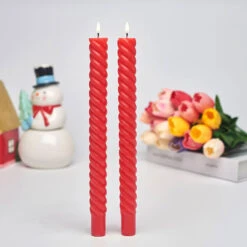 Red Spiral Taper Candles, Set Of 2 -Hallmark Store Red Spiral Taper Candle Set HMTAPER1 04