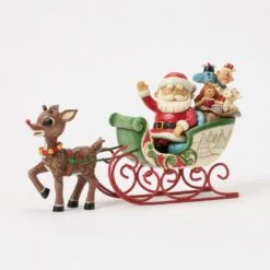 Enesco Jim Shore Rudolph Pulling Santa In Sleigh Figurine, 5" 9 Enesco Jim Shore Rudolph Pulling Santa In Sleigh Figurine, 5" -Hallmark Store Rudolph the RedNosed Reindeer and Santa Figurine 6017194 03