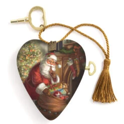 Demdaco Santa Musical Art Heart With Key Stand