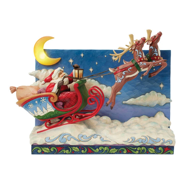 Enesco Jim Shore Heartwood Creek Santa Sleigh Musical Figurine With Light, 11.4" 3 Enesco Jim Shore Heartwood Creek Santa Sleigh Musical Figurine With Light, 11.4"