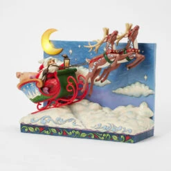 Enesco Jim Shore Heartwood Creek Santa Sleigh Musical Figurine With Light, 11.4" 11 Enesco Jim Shore Heartwood Creek Santa Sleigh Musical Figurine With Light, 11.4" -Hallmark Store Santa Sleigh With LightUp Moon Musical Figurine 6017012 04