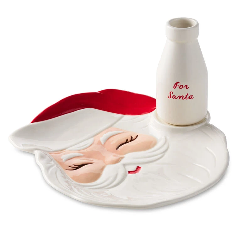 Hallmark Santa Cookie Plate And Milk Bottle Christmas Gift Set 3 Hallmark Santa Cookie Plate And Milk Bottle Christmas Gift Set