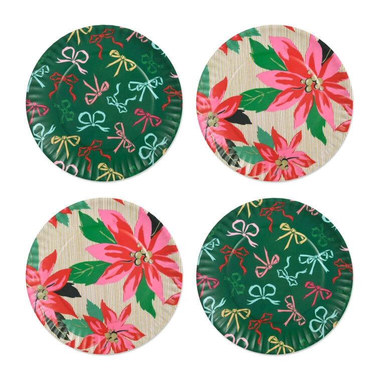 Hallmark Lacey Chabert Collection Bow And Poinsettia Appetizer Plates, Set Of 4 3 Hallmark Lacey Chabert Collection Bow And Poinsettia Appetizer Plates, Set Of 4