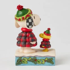 Enesco Jim Shore Peanuts Snoopy And Woodstock In Puffer Coats Figurine, 5.5" -Hallmark Store Snoopy and Woodstock in Plaid Puffer Coats Figurine 6017234 02