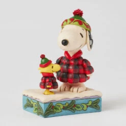 Enesco Jim Shore Peanuts Snoopy And Woodstock In Puffer Coats Figurine, 5.5" -Hallmark Store Snoopy and Woodstock in Plaid Puffer Coats Figurine 6017234 03