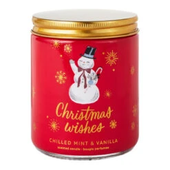 Hallmark Christmas Wishes Chilled Mint And Vanilla Scented Jar Candle, 7 Oz.