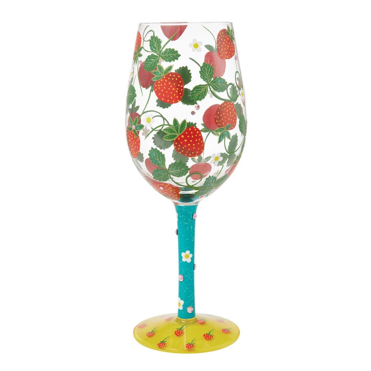 Lolita Strawberry Handpainted Wine Glass, 15 Oz. 3 Lolita Strawberry Handpainted Wine Glass, 15 Oz.