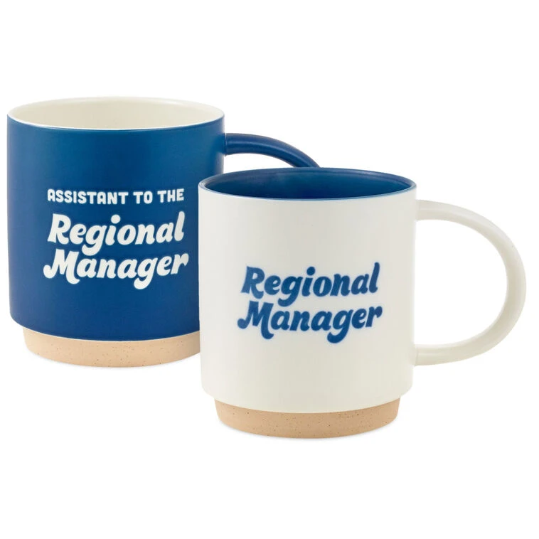 Hallmark The Office Blue And White Stacking Mugs, Set Of 2 3 Hallmark The Office Blue And White Stacking Mugs, Set Of 2