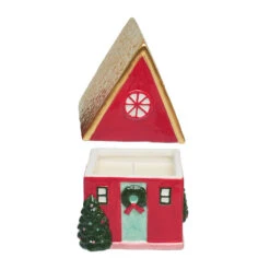 Vanilla Cinnamon Crunch Scented Ceramic Red House Candle -Hallmark Store Vanilla Cinnamon Ceramic Red House Candle HMHOUSE3 03