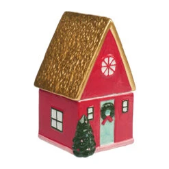 Vanilla Cinnamon Crunch Scented Ceramic Red House Candle -Hallmark Store Vanilla Cinnamon Ceramic Red House Candle HMHOUSE3 04