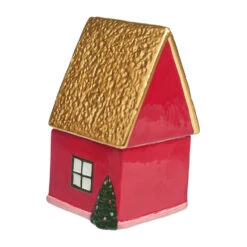 Vanilla Cinnamon Crunch Scented Ceramic Red House Candle -Hallmark Store Vanilla Cinnamon Ceramic Red House Candle HMHOUSE3 05