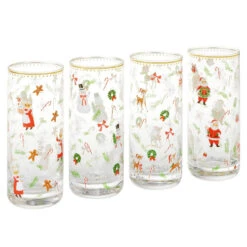 Hallmark Vintage Santa And Friends Drinking Glasses, Set Of 4